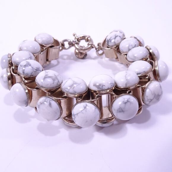 Lee Angel Neiman Marcus Women's Howlite Stone Box Link  Bracelet NWT 220 - Picture 2 of 7